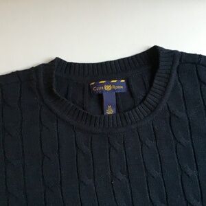 Club Room nice dark navy colour cabled cotton crew neck pullover  Sz  M